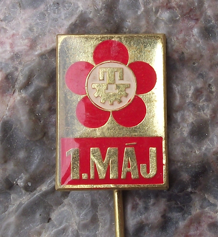 Vintage Flower Czechoslovakia Maj Mayday 1st May Company Workers Pin Badge