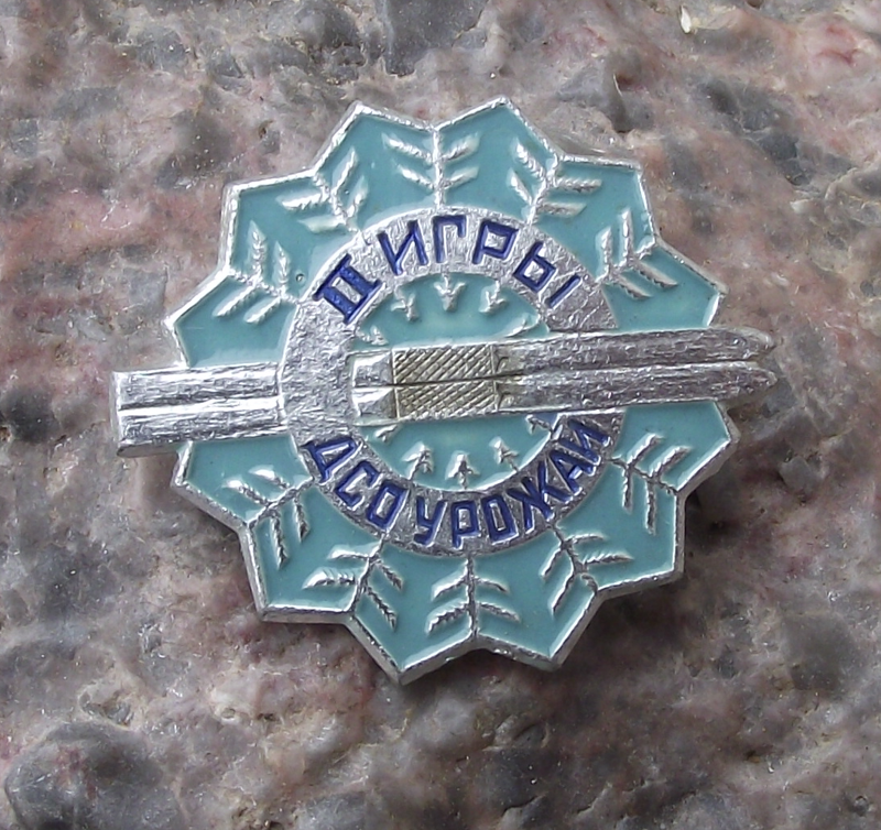 Vintage Soviet Voluntary Sports Society Skiing Snow Flake and Skis Pin Badge