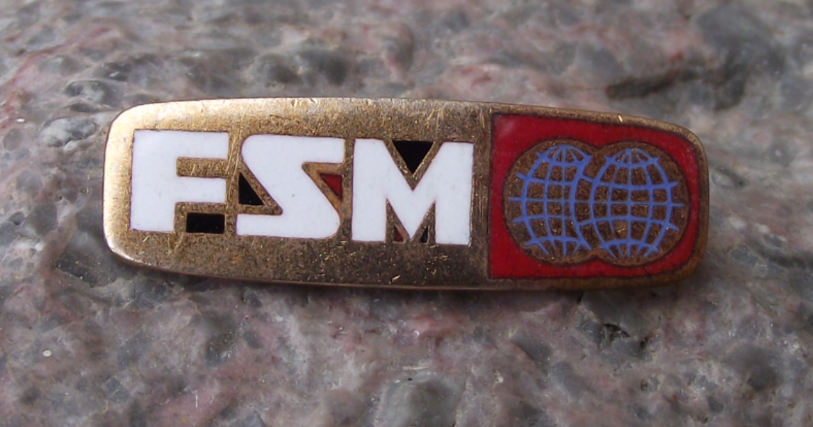 Vintage FSM Fédération Syndicale Mondiale Trade Union Logo Members Pin Badge