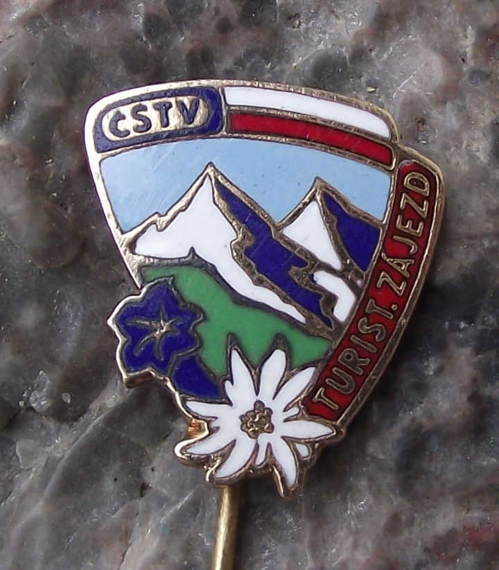 Vintage Czech State Sports Association CSTV Tatra Mountains Tourist Pin Badge
