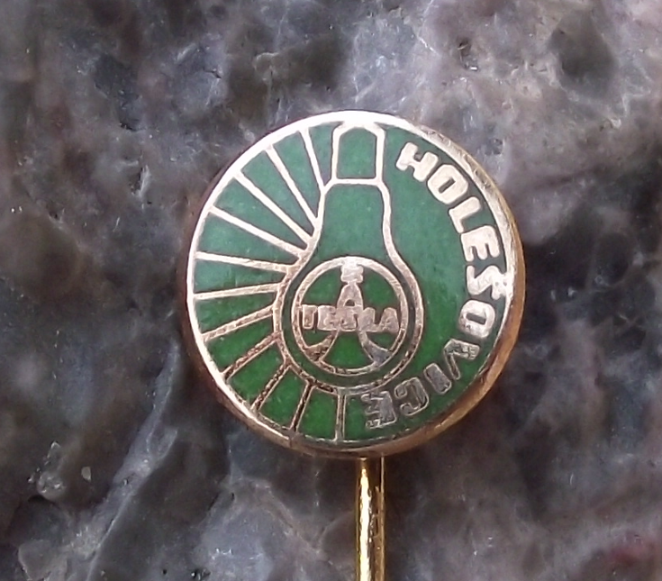 Vintage Tesla Holesovice Light Bulb Flash Logo Motif Manufacturing Plant Pin Badge