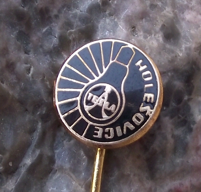 Vintage Tesla Holesovice Light Bulb Flash Logo Motif Manufacturing Plant Pin Badge