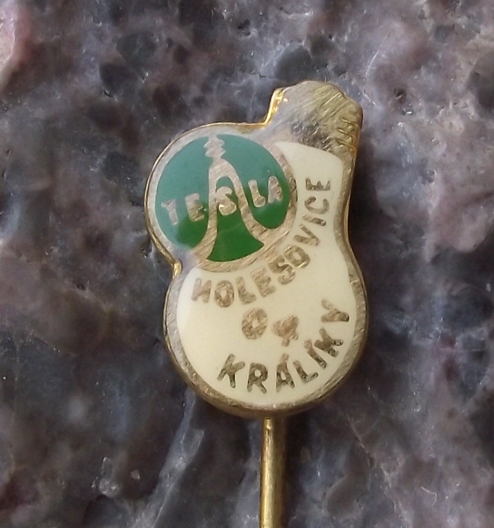 Vintage Tesla Sine Wave Logo Holesovice Kraliky 04 Light Bulb Motif Pin Badge