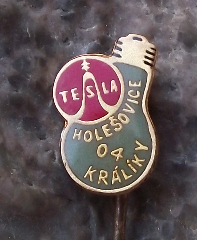 Vintage Tesla Sine Wave Logo Holesovice Kraliky 04 Light Bulb Motif Pin Badge