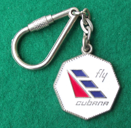 Vintage Fly Cubana Slogan Cuban Airlines Aircraft Aviation Keyring