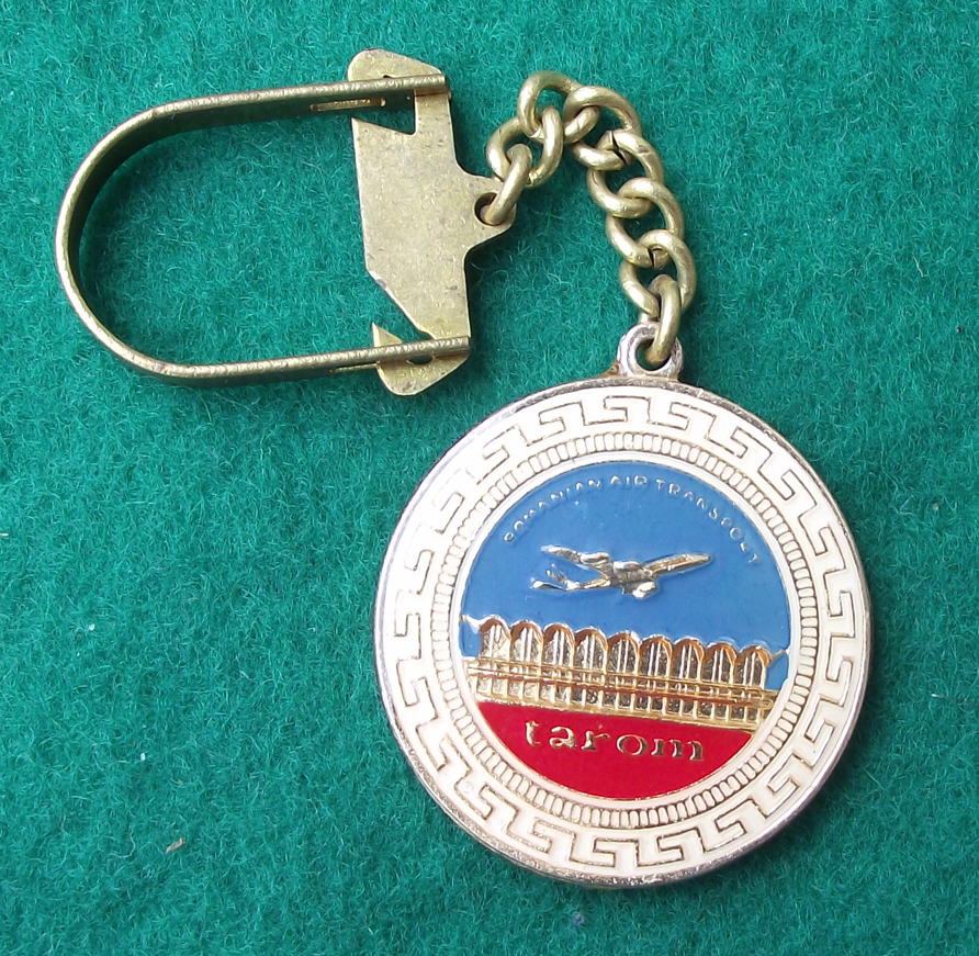 Rare Vintage Tarom Romanian Airlines Bucharest Airport Aviation Aircraft Keyring