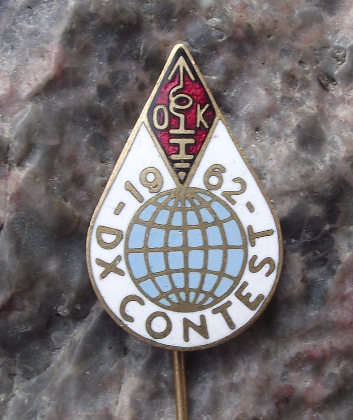 1962 OK Czechoslovakia Ham Radio Amateur Wireless DX Contest Pin Badge