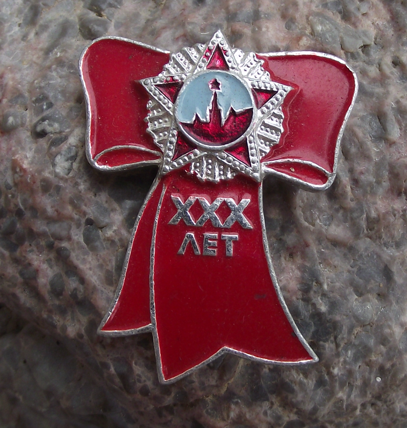 1975 Soviet Order of Victory Day 30th Anniversary Medal Award Ribbon Pin Badge