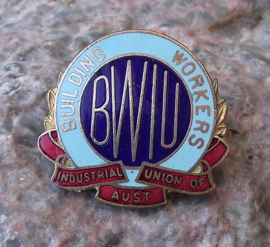 Vintage Industrial Trade Union of Building Workers Australia BWIA Pin Badge