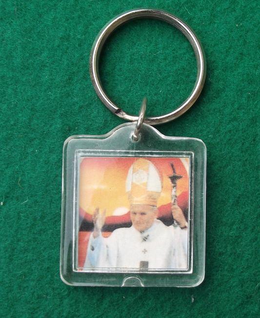 Vintage Pope John Paul II Catholic Papal Vestments Religious Plastic Key Ring