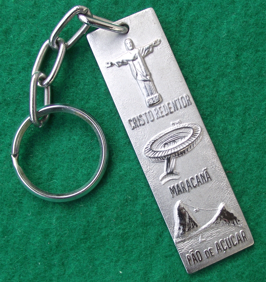 Vintage Large Rio Brazil Christ the Redeemer Maracana Stadium Cable Car Souvenir Key Ring (Copy)