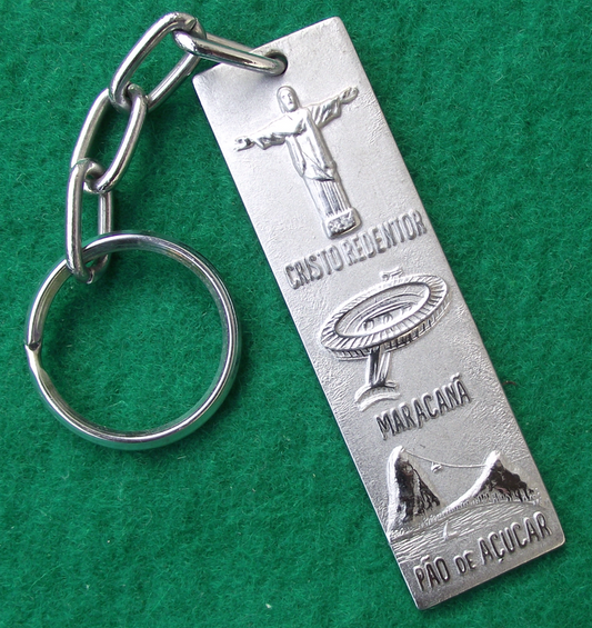 Vintage Large Rio Brazil Christ the Redeemer Maracana Stadium Cable Car Souvenir Key Ring (Copy)