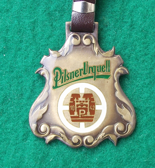 Vintage Pilsner Urquell Brewery Original Czech Pils Beer Ornate Crest Key Ring