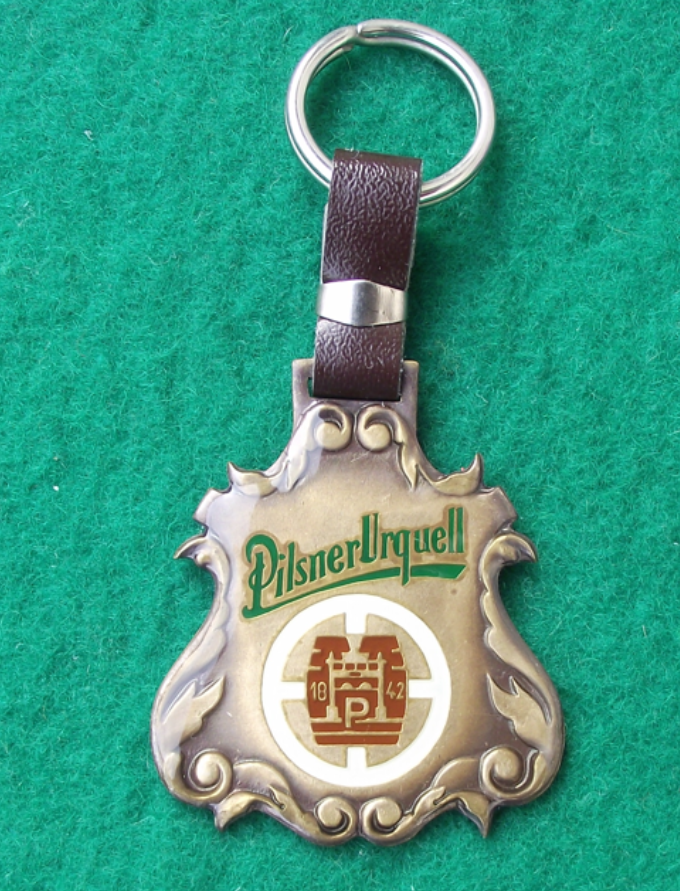 Vintage Pilsner Urquell Brewery Original Czech Pils Beer Ornate Crest Key Ring