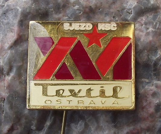 1981 Czechoslovakia Communist Party KSC Ostrava 16th Party Conference Pin Badge