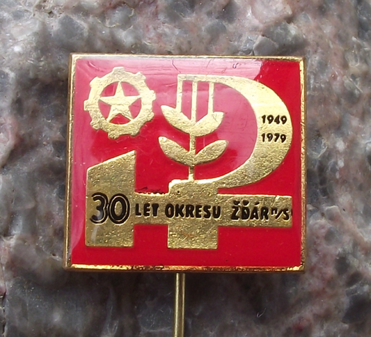 1979 Czechoslovakia Communist Party KSC ŽĎÁR 30th Anniversary Pin Badge