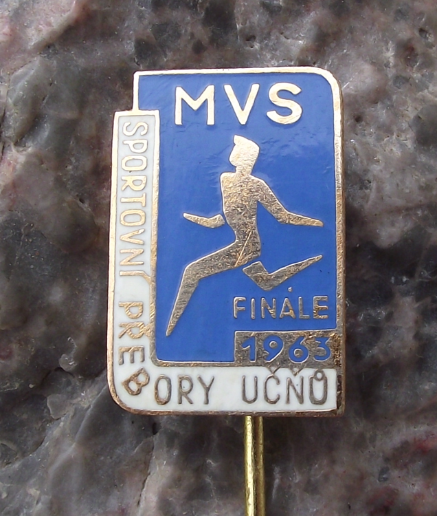 1963 MVS Czech Vocational School Athletics Competition Finals Sprinter Pin Badge