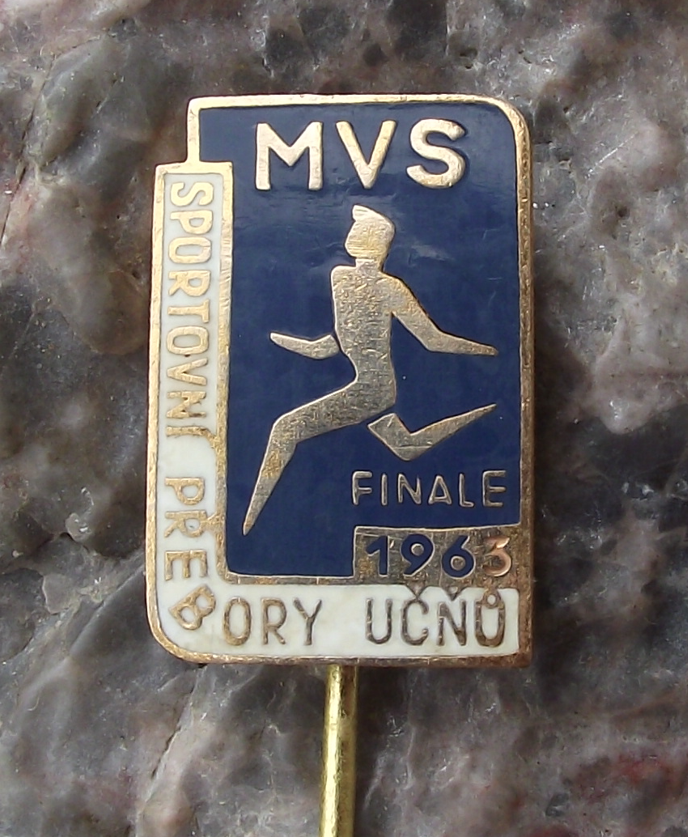 1963 MVS Czech Vocational School Athletics Competition Finals Sprinter Pin Badge