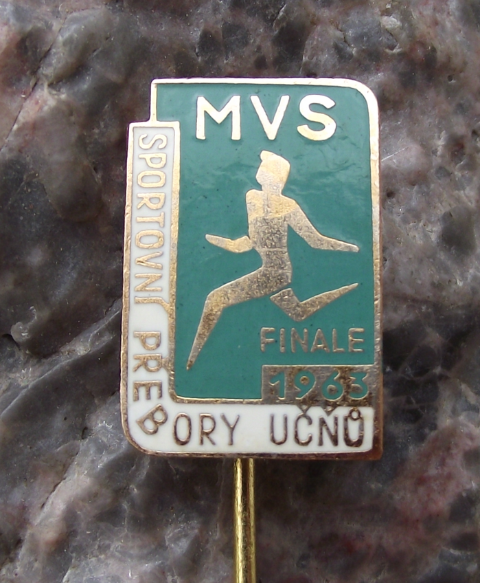 1963 MVS Czech Vocational School Athletics Competition Finals Sprinter Pin Badge