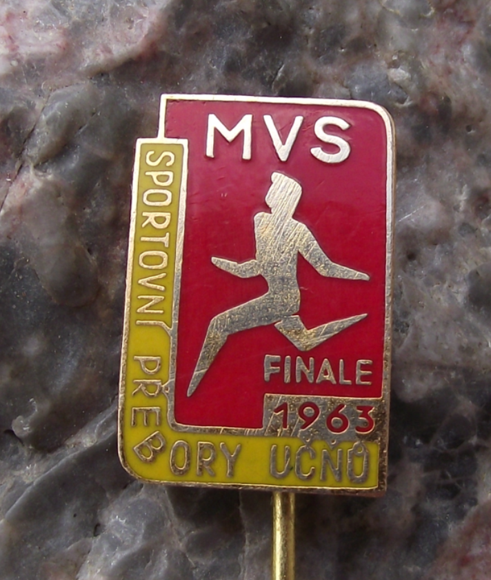 1963 MVS Czech Vocational School Athletics Competition Finals Sprinter Pin Badge