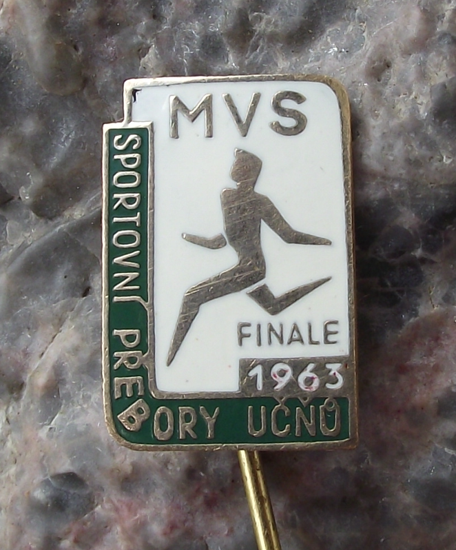 1963 MVS Czech Vocational School Athletics Competition Finals Sprinter Pin Badge