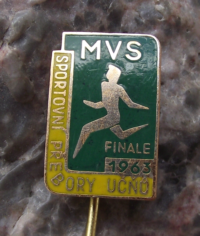 1963 MVS Czech Vocational School Athletics Competition Finals Sprinter Pin Badge