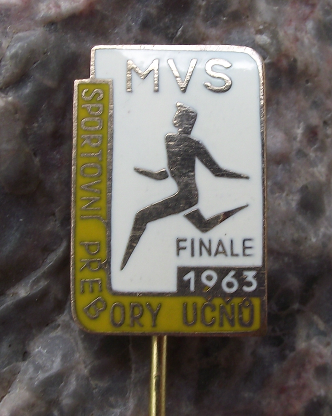 1963 MVS Czech Vocational School Athletics Competition Finals Sprinter Pin Badge