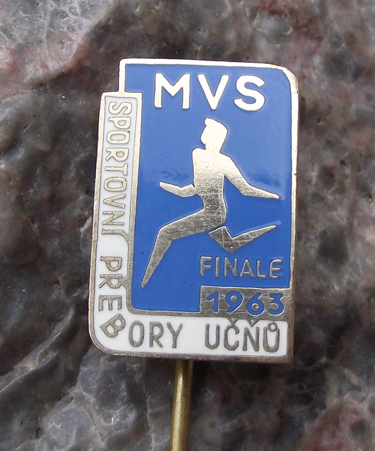 1963 MVS Czech Vocational School Athletics Competition Finals Sprinter Pin Badge