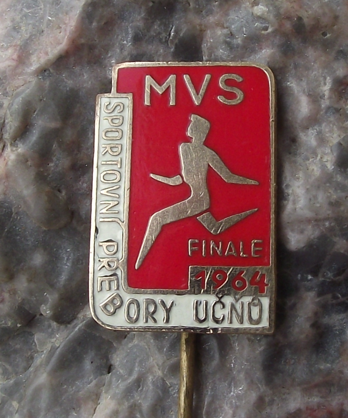 1964 MVS Czech Vocational School Athletics Competition Finals Sprinter Pin Badge