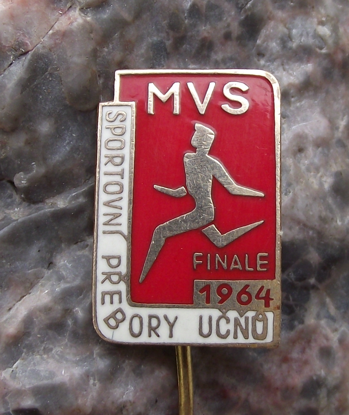 1964 MVS Czech Vocational School Athletics Competition Finals Sprinter Pin Badge