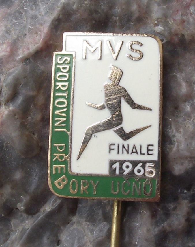1965 MVS Czech Vocational School Athletics Competition Finals Sprinter Pin Badge