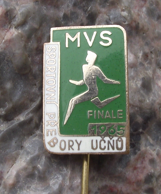 1965 MVS Czech Vocational School Athletics Competition Finals Sprinter Pin Badge