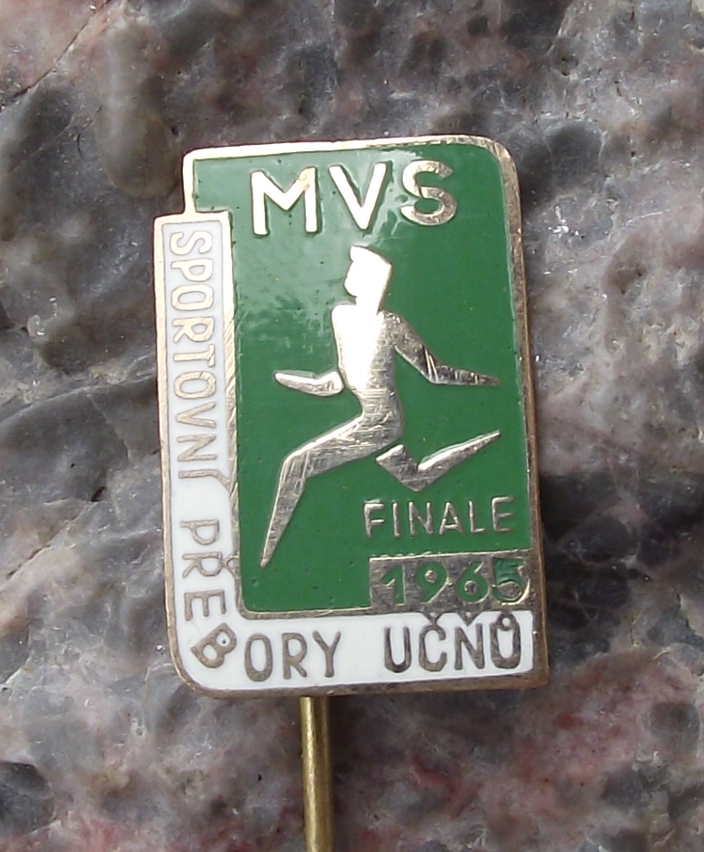 1965 MVS Czech Vocational School Athletics Competition Finals Sprinter Pin Badge