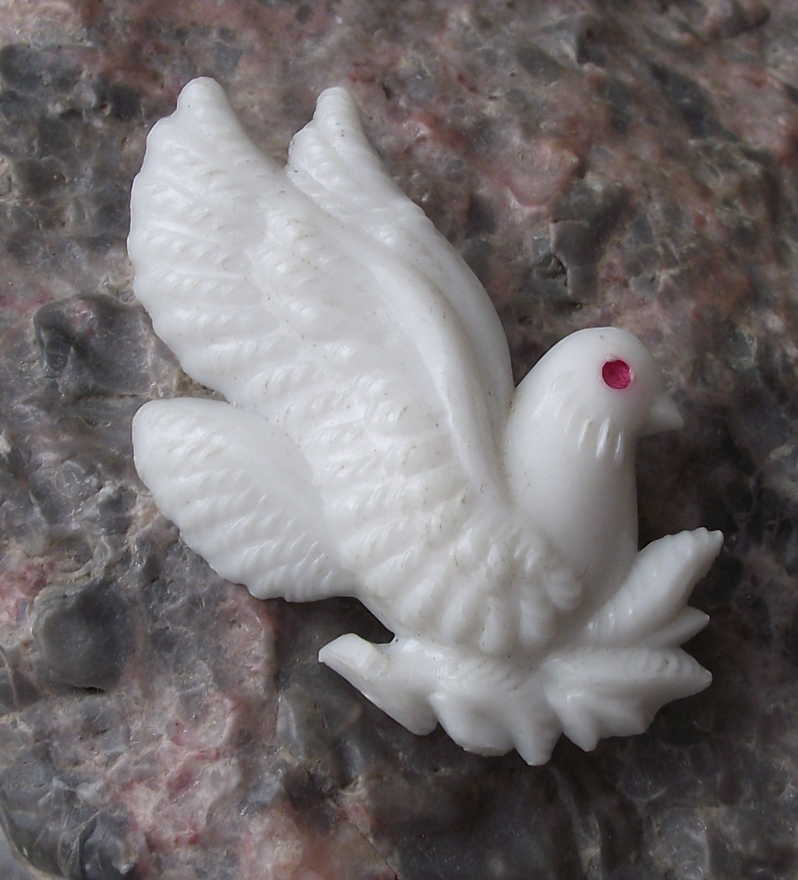 Vintage Soviet Union Russian White Dove Peace Plastic Pin Badge