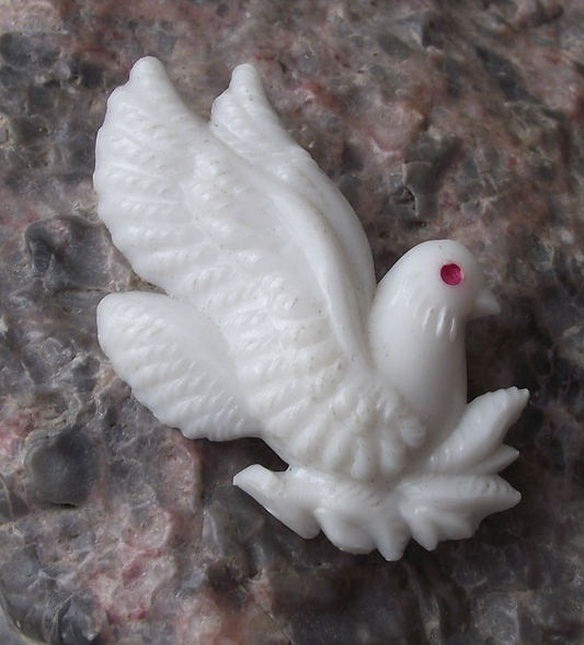 Vintage Soviet Union Russian White Dove Peace Plastic Pin Badge