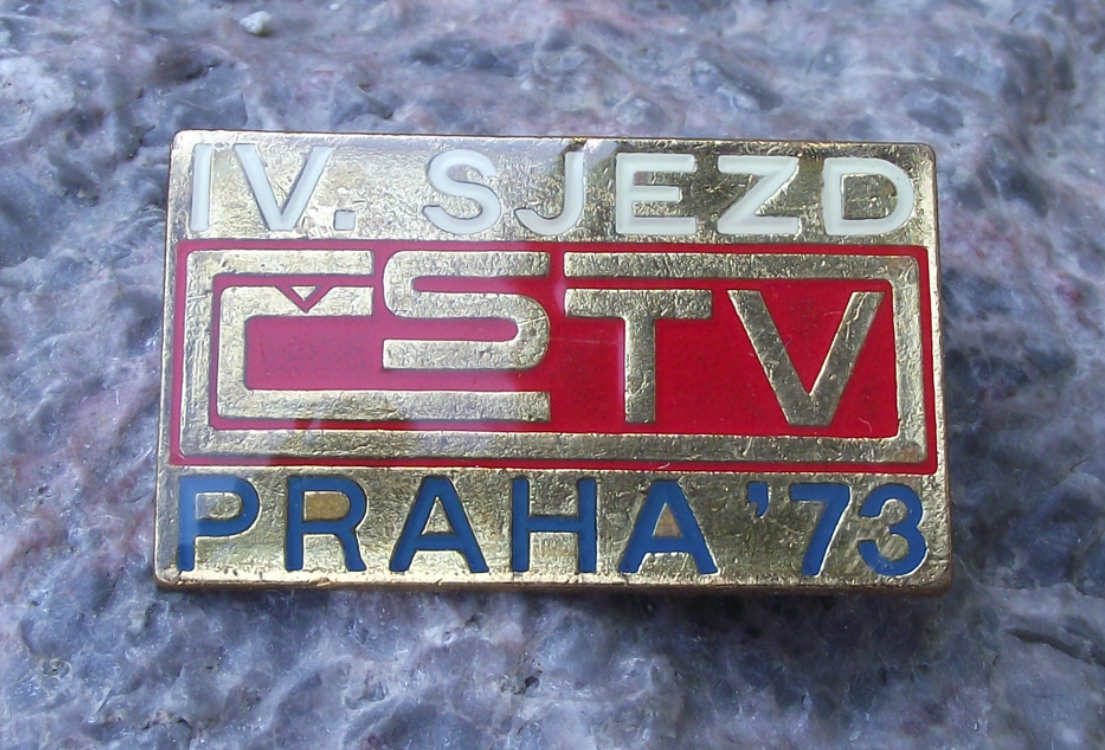 1973 Rare Czechoslovakia Sports Association CSTV IV 4th Conference Prague Pin Badge