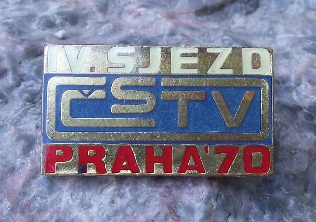 1970 Rare Czechoslovakia Sports Association CSTV IV 4th Conference Prague Pin Badge