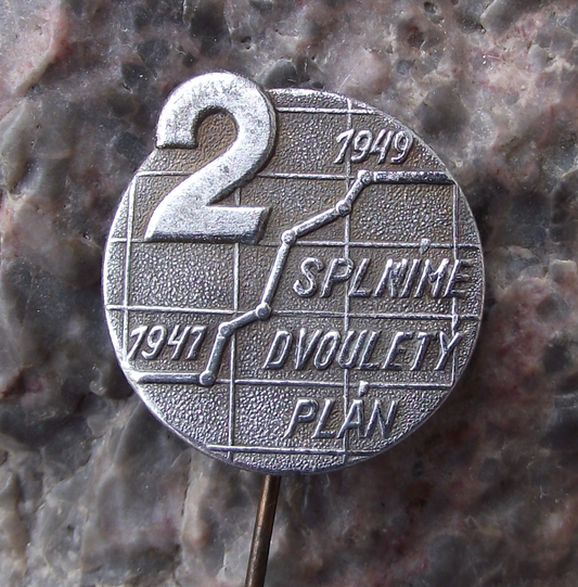 1949 Czechoslovakia Two Year Economic Plan Rebuilding after World War 2 Pin Badge