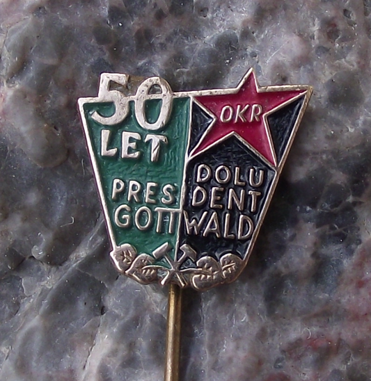 Vintage OKR Czech Mining President Gottwald Coal Mine Anniversary Pin Badge