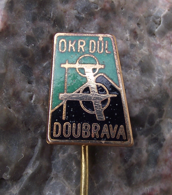 Vintage OKR Doubrava Czech Coal Mine Ostrava Mining Lift Tower Pin Badge