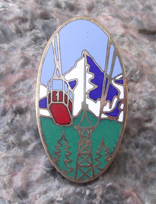 Vintage Tatranská Lomnica Cable Car Slovakis Ski Resort Tatra Mountains Brooch