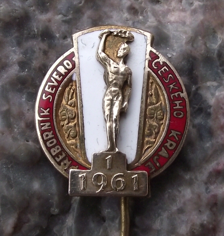 1961 Czechoslovakia North Bohemian Region Sports Champion Pin Badge