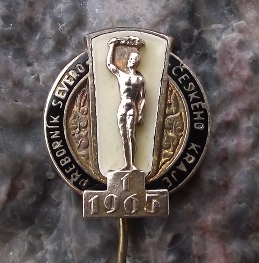 1965 Czechoslovakia North Bohemian Region Sports Champion Pin Badge