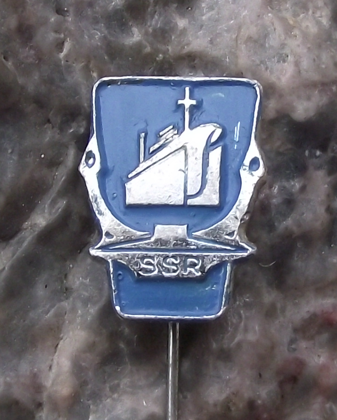 Vintage SSR Polish Shipyard Szczecin Cargo Ship Dry Dock Anchor Pin Badge