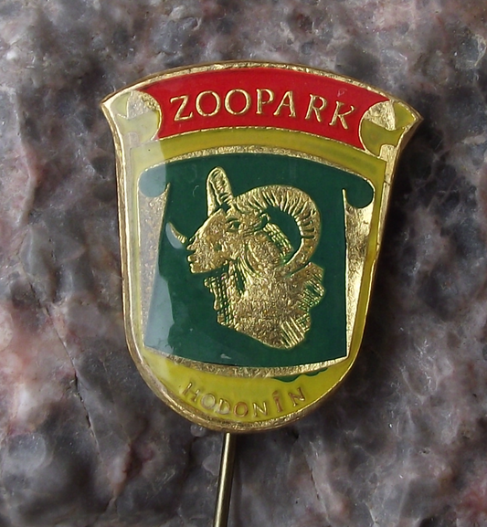 Vintage Zoopark Hodonin Stick Pin Badge Czech Retro Enamel Ram Souvenir
