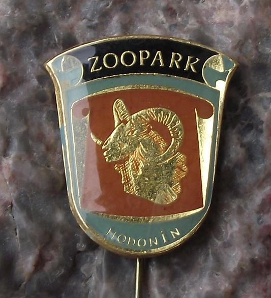 Vintage Zoopark Hodonin Stick Pin Badge Czech Retro Enamel Ram Souvenir