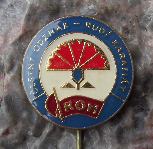 Vintage Trade Union ROH Honorary Badge Czech Red Carnation Pin Badge