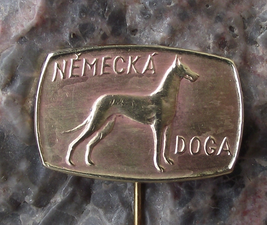 Vintage Deutsche Dogge Great Dane Working Dog Czechoslovakia Show Pin Badge