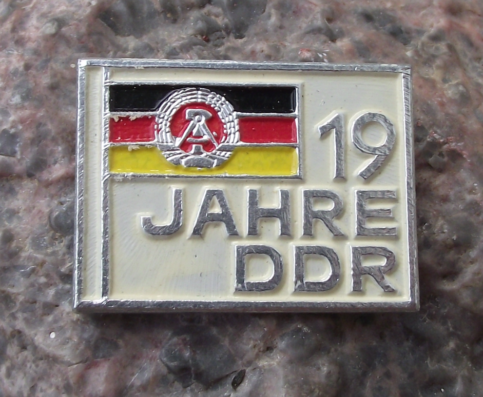 1968 German DDR GDR 19th Anniversary East Germany Pin Badge