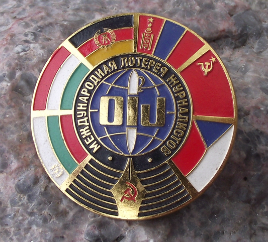 Vintage OIJ International Organization of Journalists Fundraiser Pin Badge